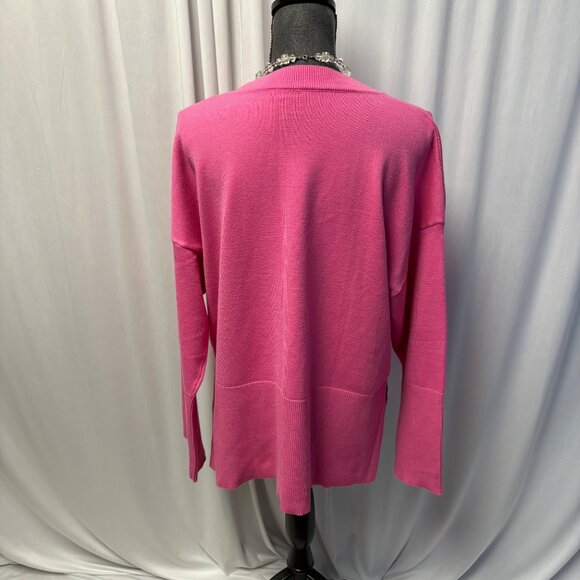 Pink Long Sleeve Sweater Womens Size Large Relaxed Fit Knit Pullover Top NEW - Picture 4 of 8
